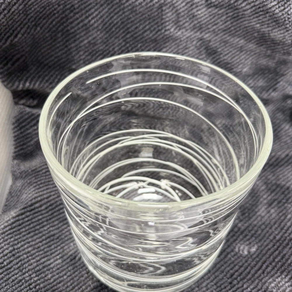 Blown Glass Clear Vase With White Modern‎ Design 5.75